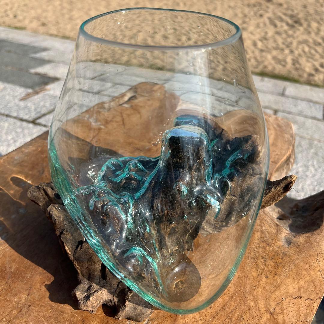 流木ガラスオブジェ大B 花瓶 金魚鉢 ガーデニング テラリウム 水槽 アート作品