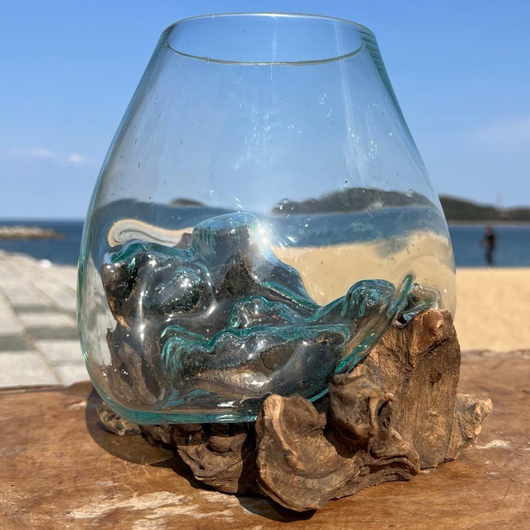 流木ガラスオブジェ大B 花瓶 金魚鉢 ガーデニング テラリウム 水槽 アート作品