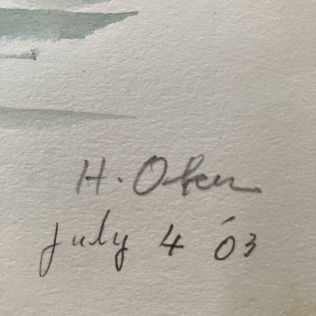 奥　八郎教授の直筆水彩画 風景 2003年　光陽会名誉委員　画家