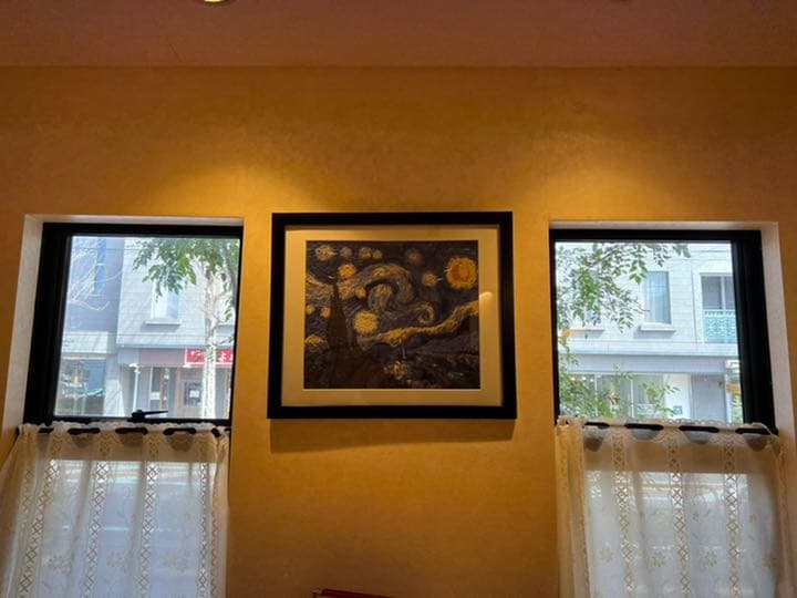 十字刺繍クロス刺繍星月夜額縁ゴッホ手作りアーティスト