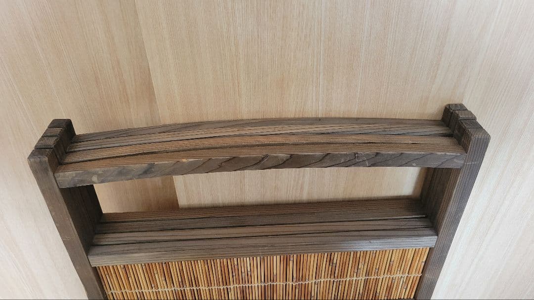 値下げします!　古い竹簾屏風　衝立　目隠し　四つ折り　透かし彫り