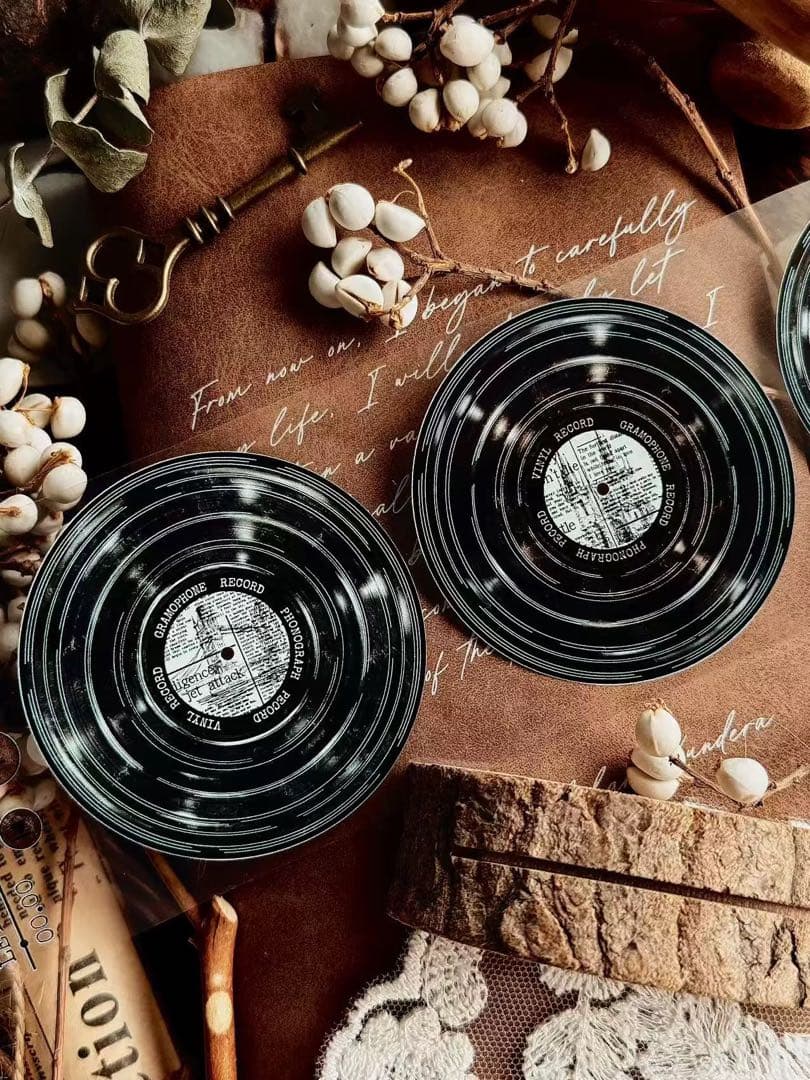 霖蓝汐原创手账《黑胶唱片》海外マスキングテープ　マステ 【2653】