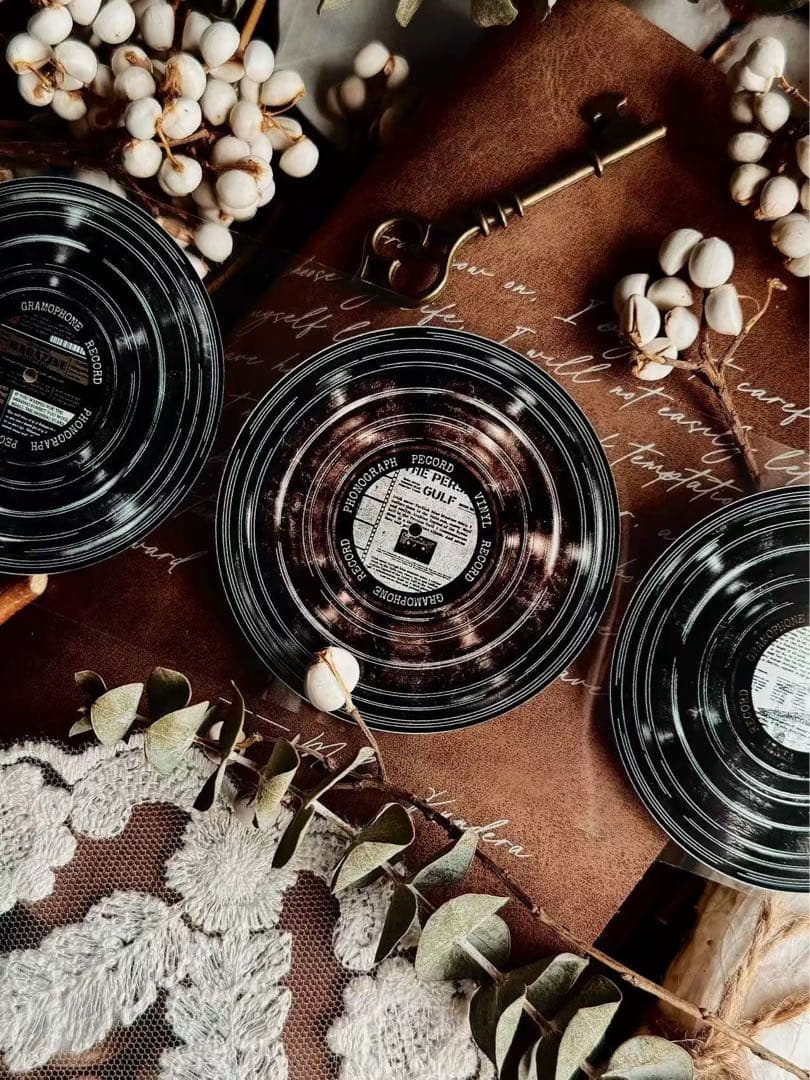 霖蓝汐原创手账《黑胶唱片》海外マスキングテープ　マステ 【2653】