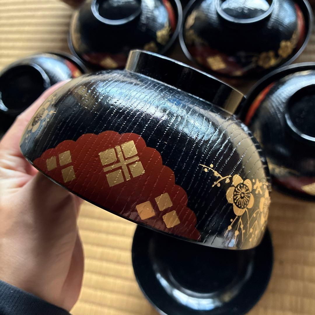 茶懐石 木目煮物椀 (黒 正法寺) 10客