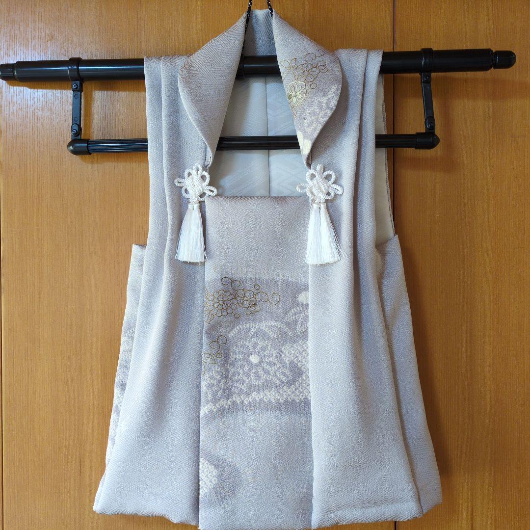 七五三３歳男の子正絹柄入り手縫いの被布（中綿無し）