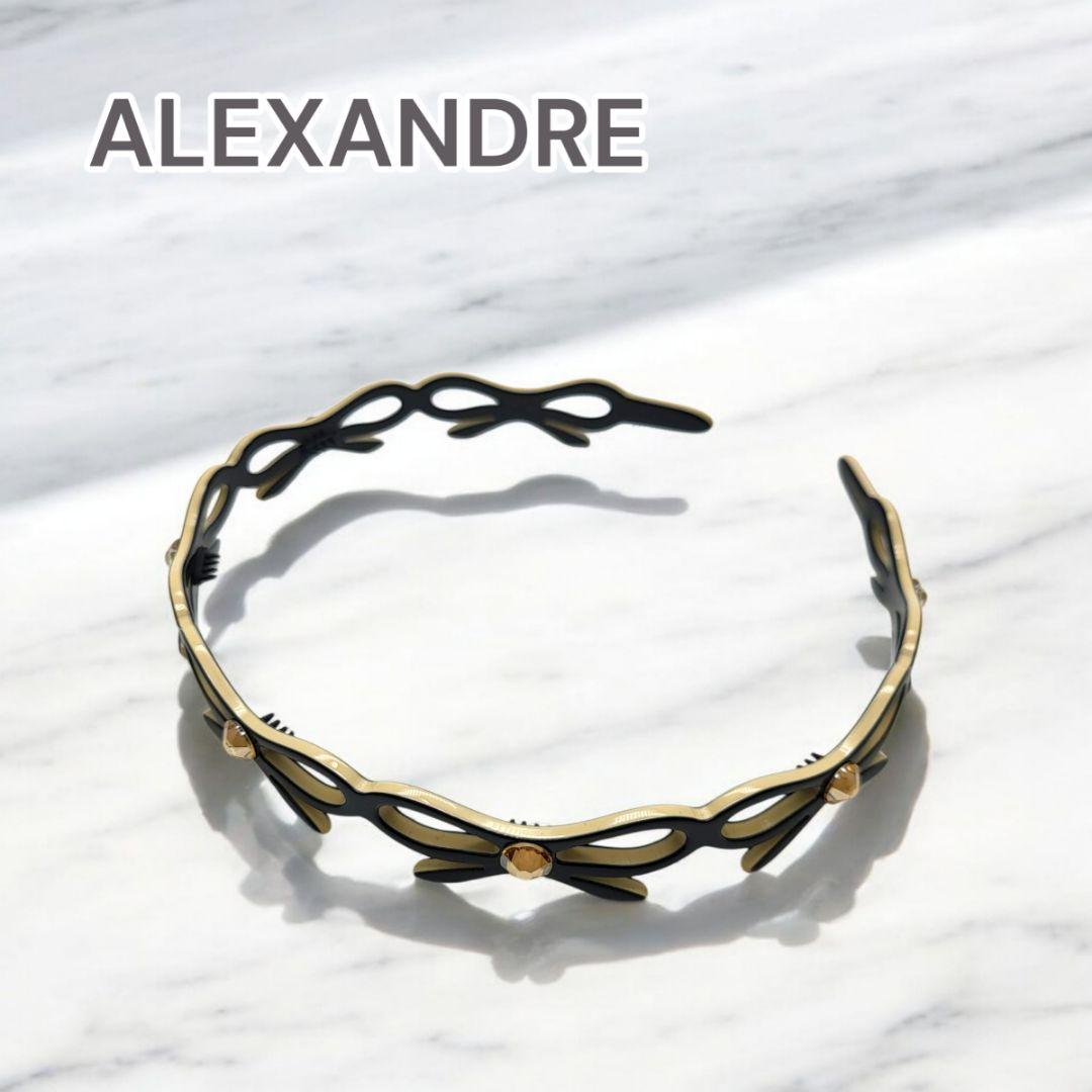 9800□ALEXANDRE ヘアバンド リボン風 ブラックbc11yt