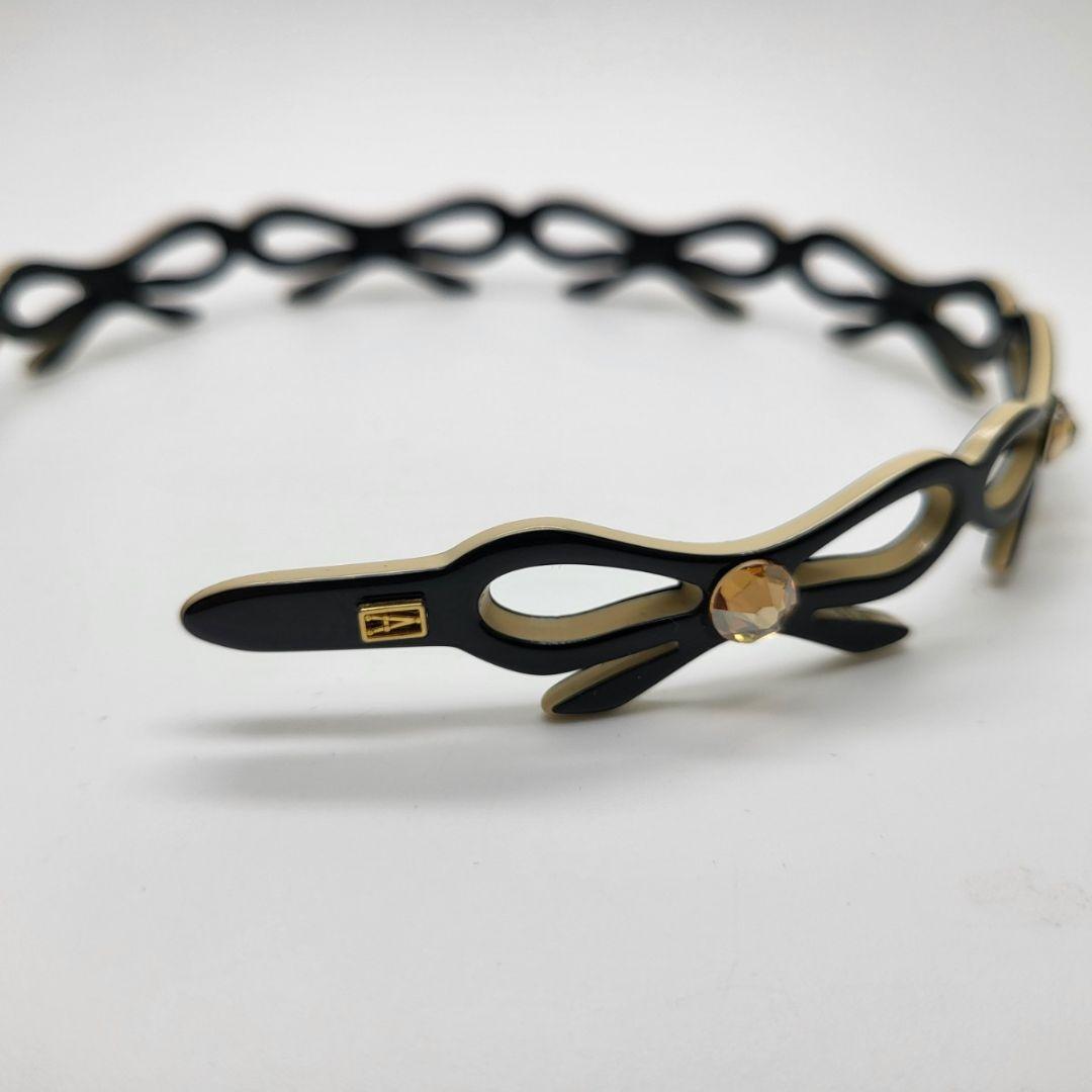 9800□ALEXANDRE ヘアバンド リボン風 ブラックbc11yt