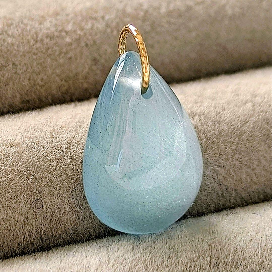 ♢miyumiyu♢K18 大粒アクアマリン + クリソプレーズ チャ―ム