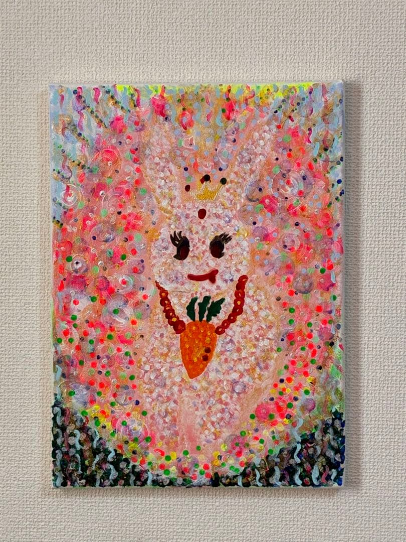 アクリル画　インテリア　カラフル　ウサギ