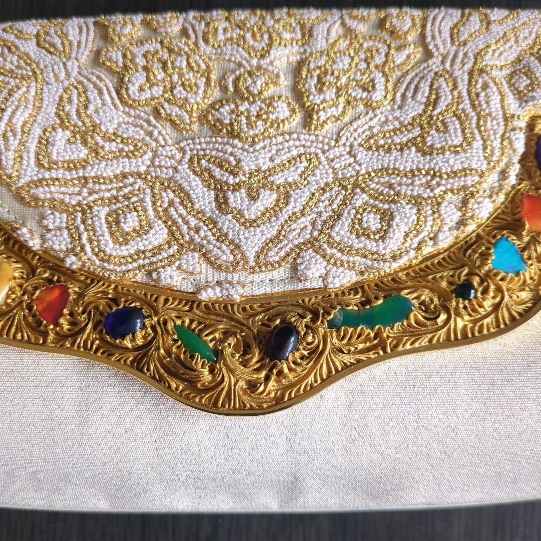 濱野皮革工藝 バッグ　ハンドバッグ　ショルダーバッグ　クラッチ　天然石　白