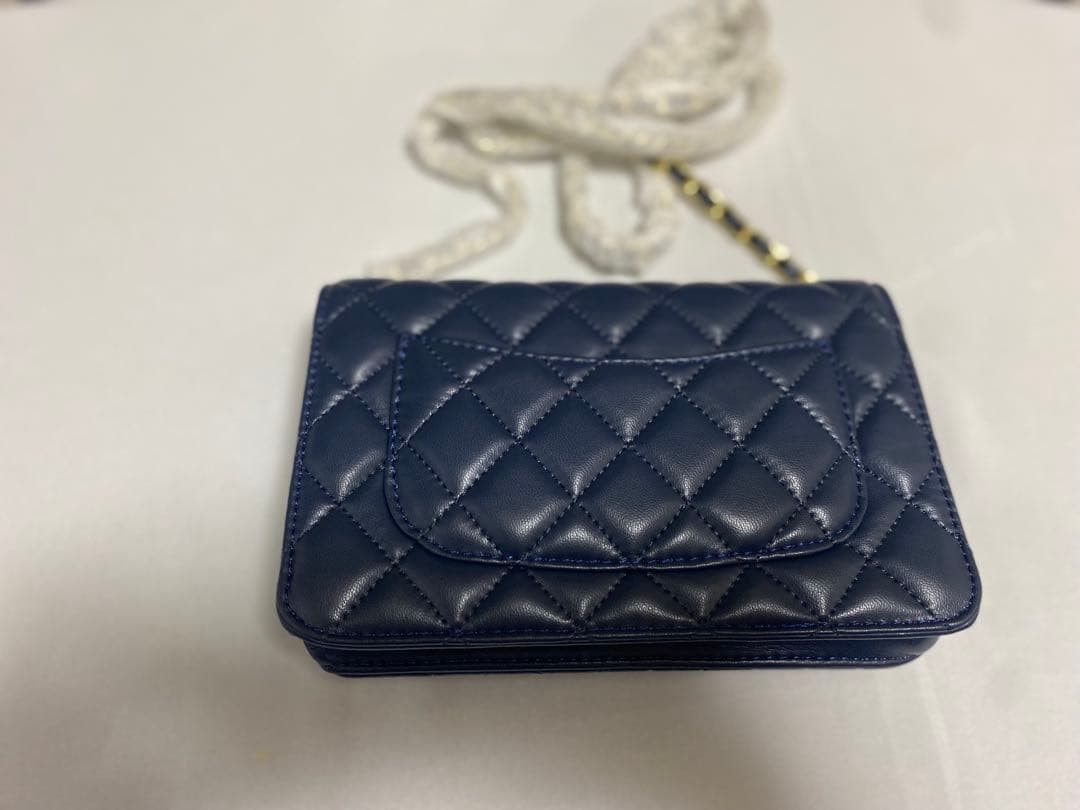 う*に様 キルティング チェーン ショルダーバッグ ネイビー ゴールド金具 ミニ