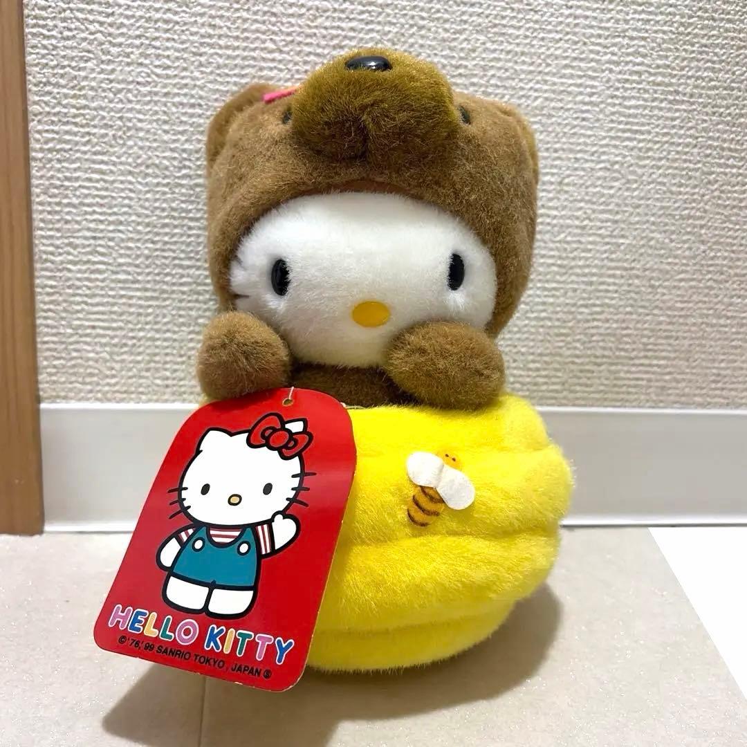 新品 レトロ 着脱可能 タグ付き ハローキティ ぬいぐるみ ハチミツ クマ
