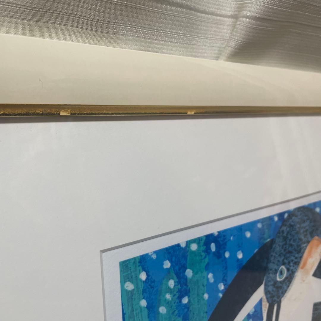 エリック・カール　親子ペンギン　リトグラフ　縦51cm横60.5cm