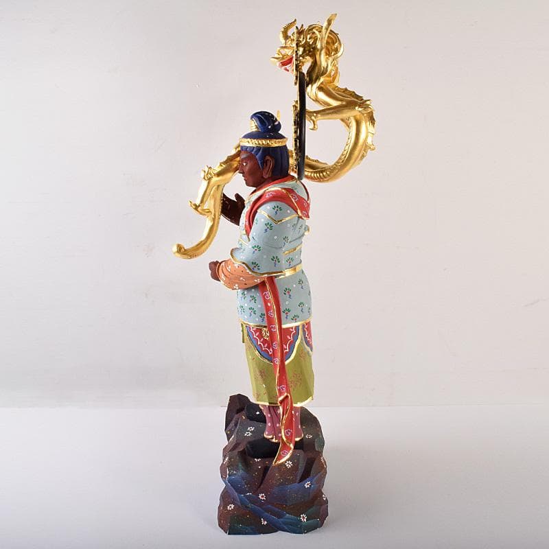 仏教美術　彩色木彫　二十八部衆像　難陀龍王像　歓喜龍王像　仏像　U　R7777B