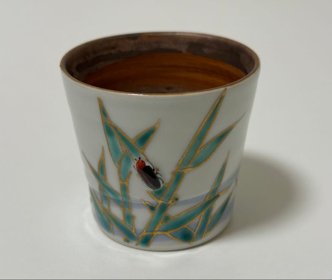 【未使用品】蓋置　色絵　芦と蛍の図