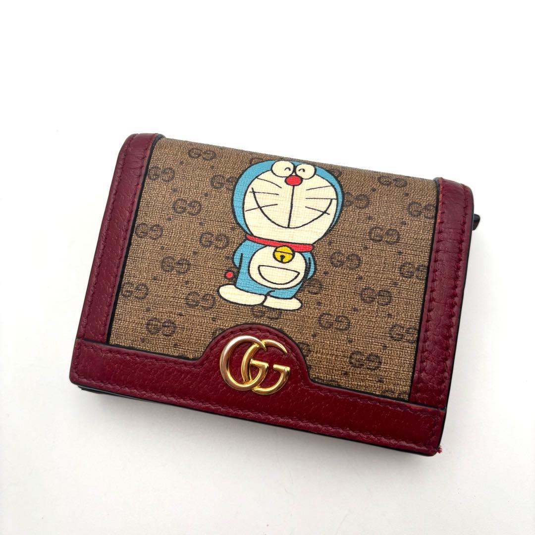 GUCCI ドラえもん 二つ折り財布 GG レザー レッド スプリーム コラボ