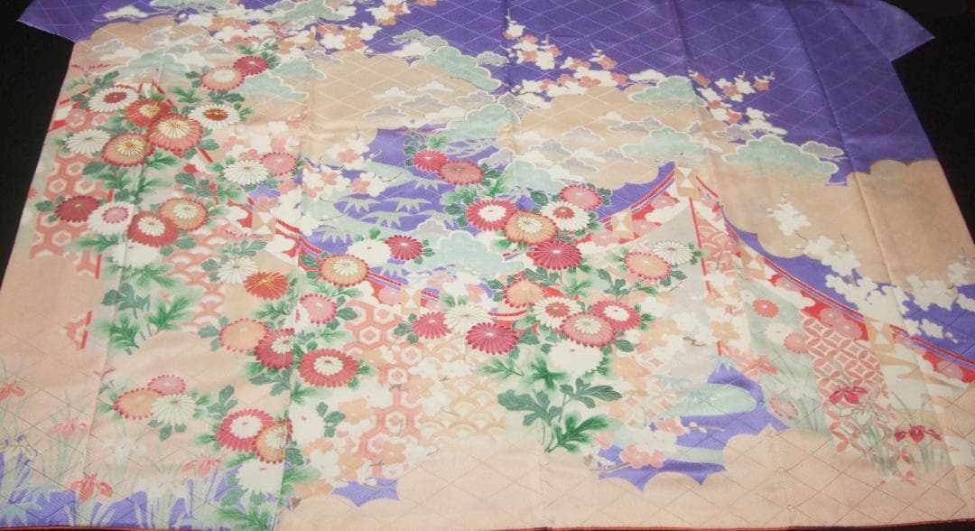 パステル古典柄/ぼかし染め/金駒刺繍/振袖フルセット　ｍ61白　成人式