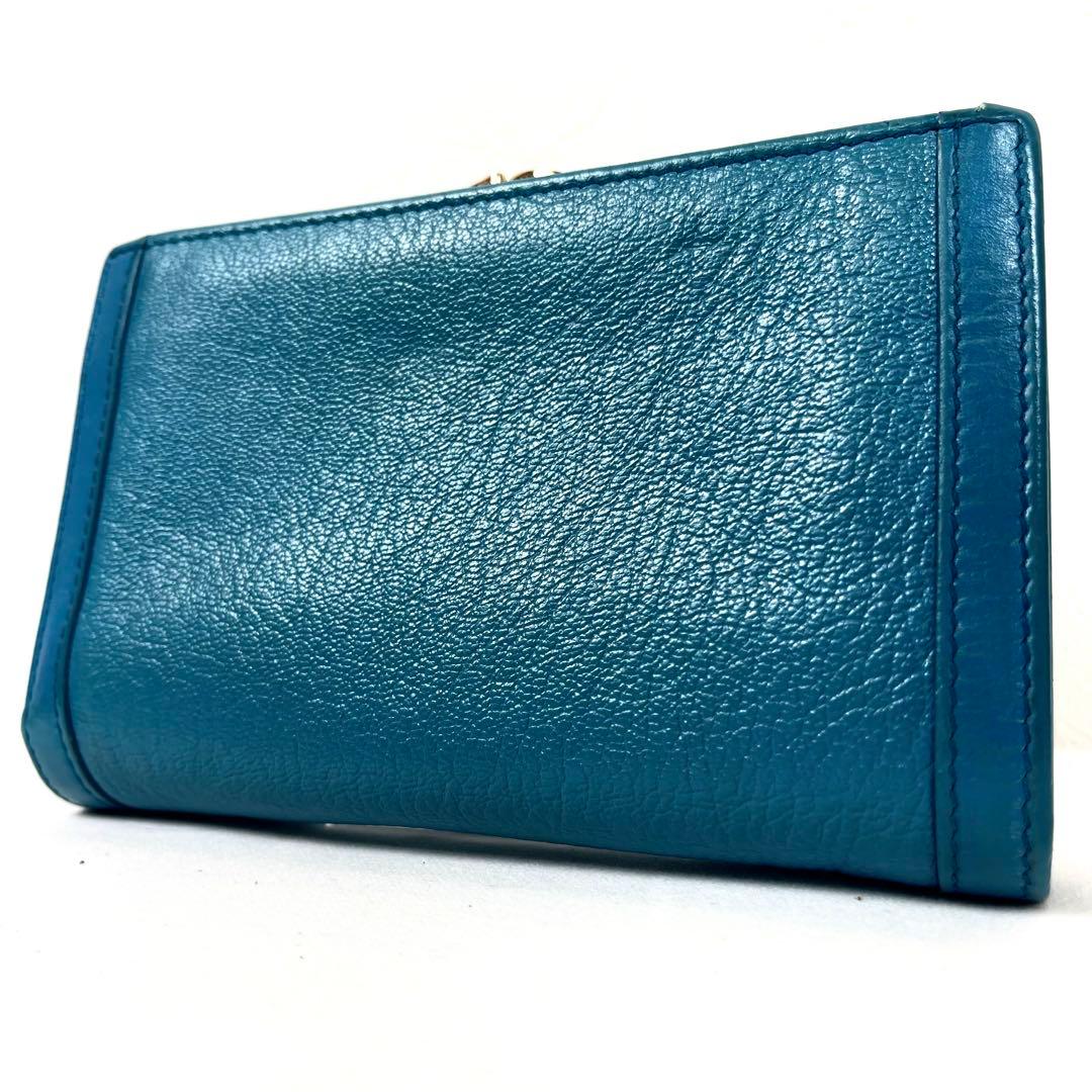 ブルガリ　折り財布　ダブルリング　がま口　レザー　ターコイズ　ドッピオトンド