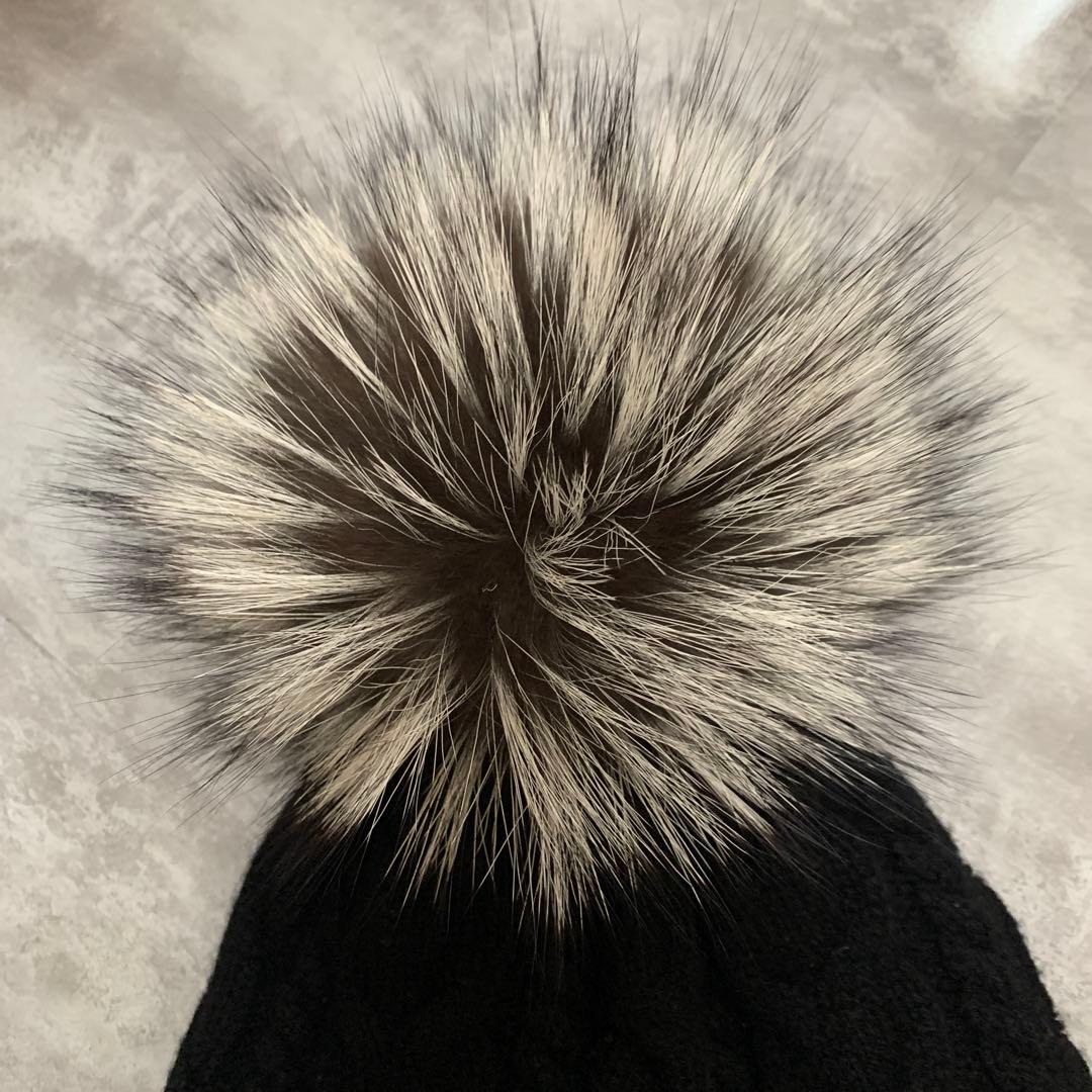 【極美品】モンクレール ニット帽 ファー ブラック