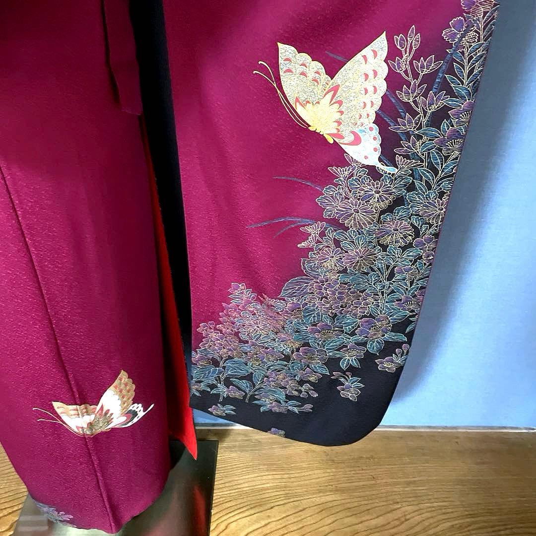 振袖フルセット　高身長　金彩友禅　成人式振袖　振袖　裄丈69 バタフライ