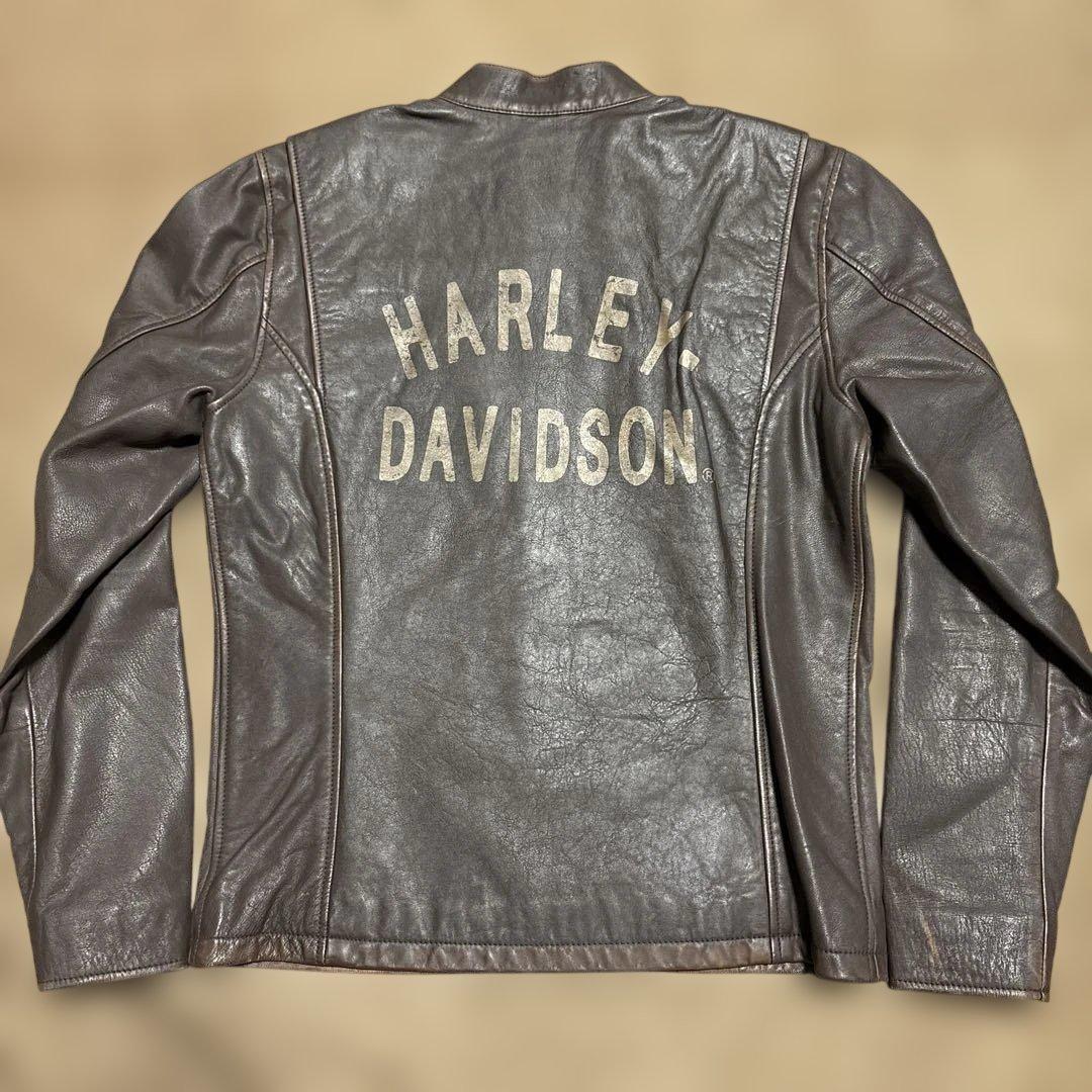 Sサイズ ハーレーダビッドソン　シングルライダースジャケット　ブラウン
