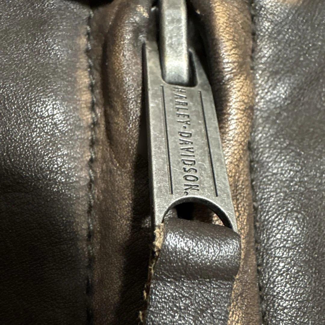 Sサイズ ハーレーダビッドソン　シングルライダースジャケット　ブラウン