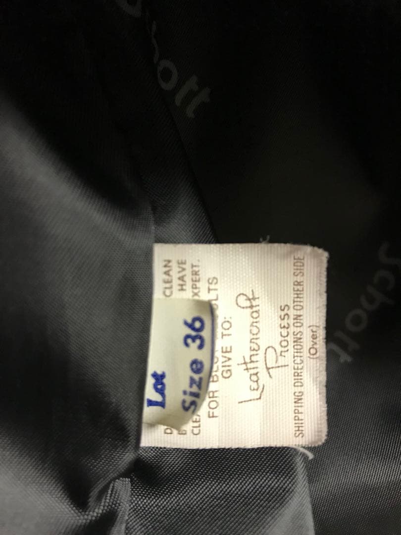 Schott ブラックレザー シングルライダースジャケット 36