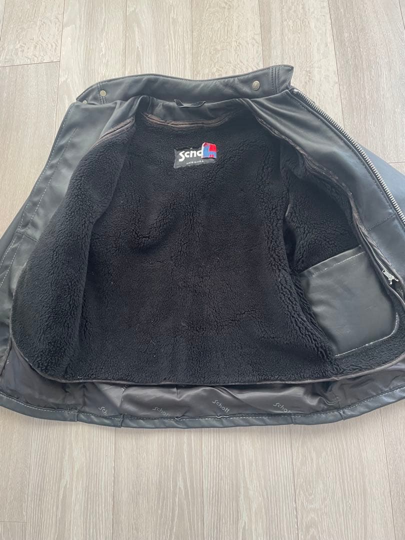 Schott ブラックレザー シングルライダースジャケット 36