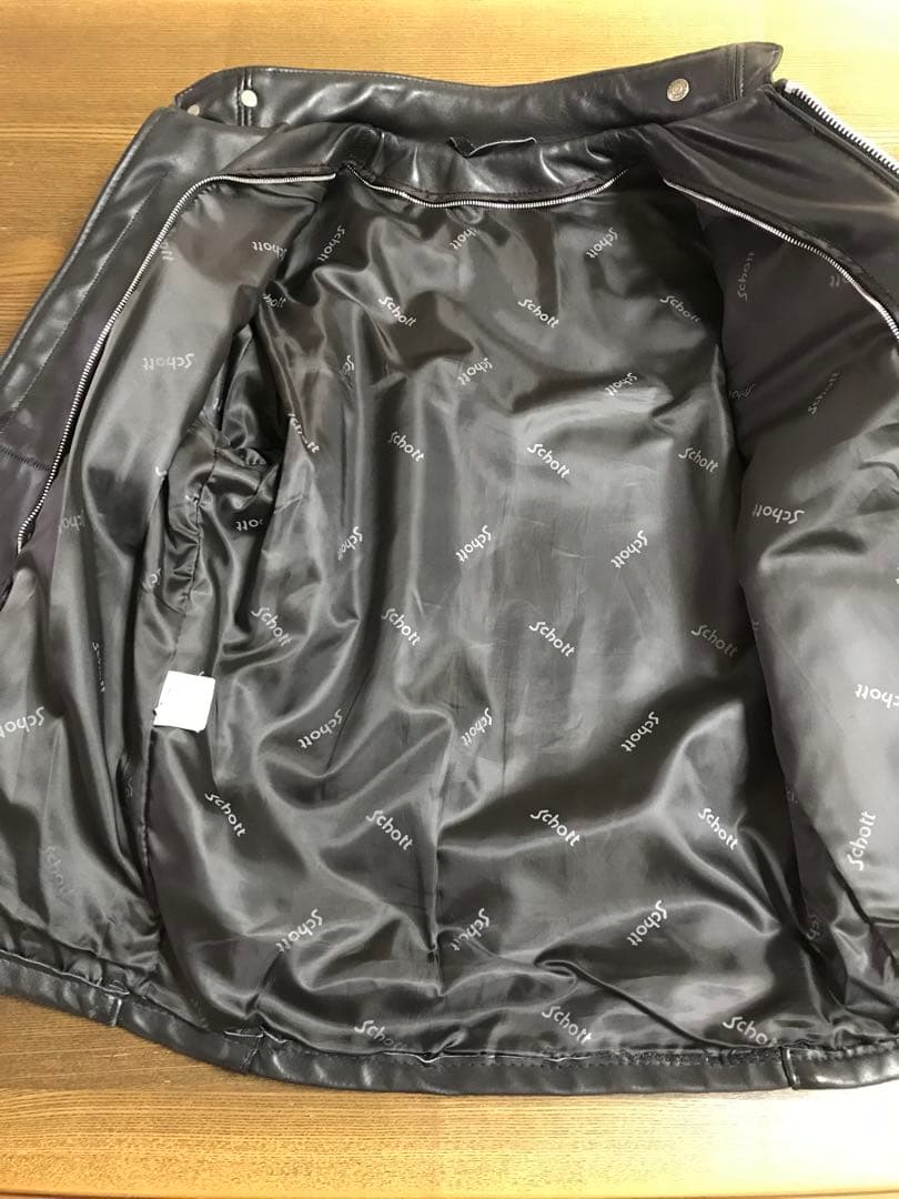 Schott ブラックレザー シングルライダースジャケット 36