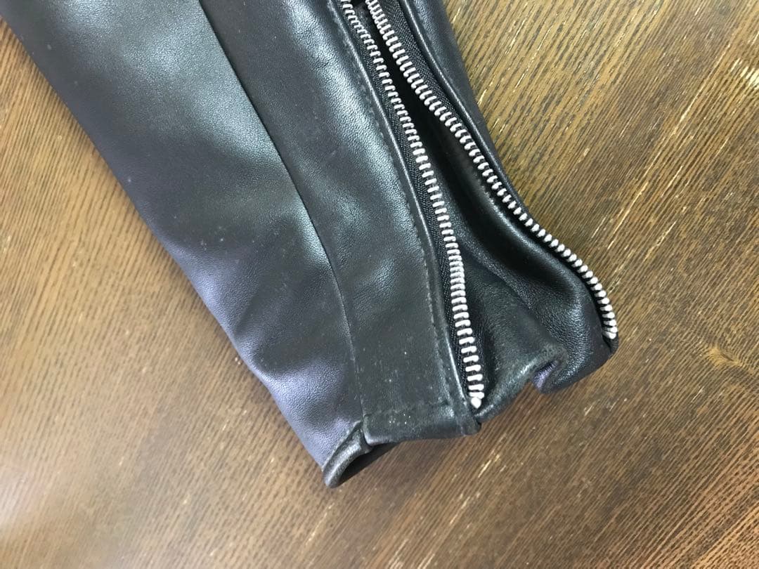 Schott ブラックレザー シングルライダースジャケット 36