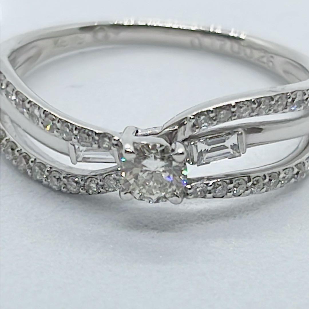 クロスデザインリング　K18WG トータル0.43ct