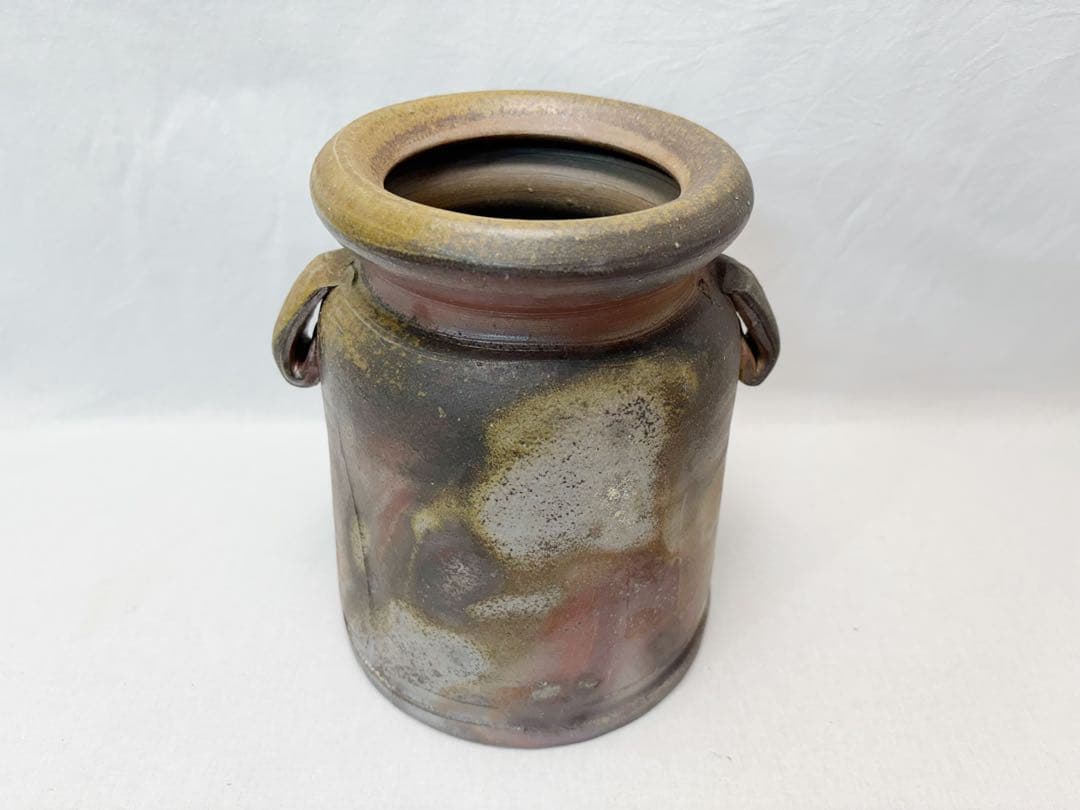 未使用 茶道具 山下譲治作 備前 耳付水指 作家物 煎茶道具 水差し 栞 共箱