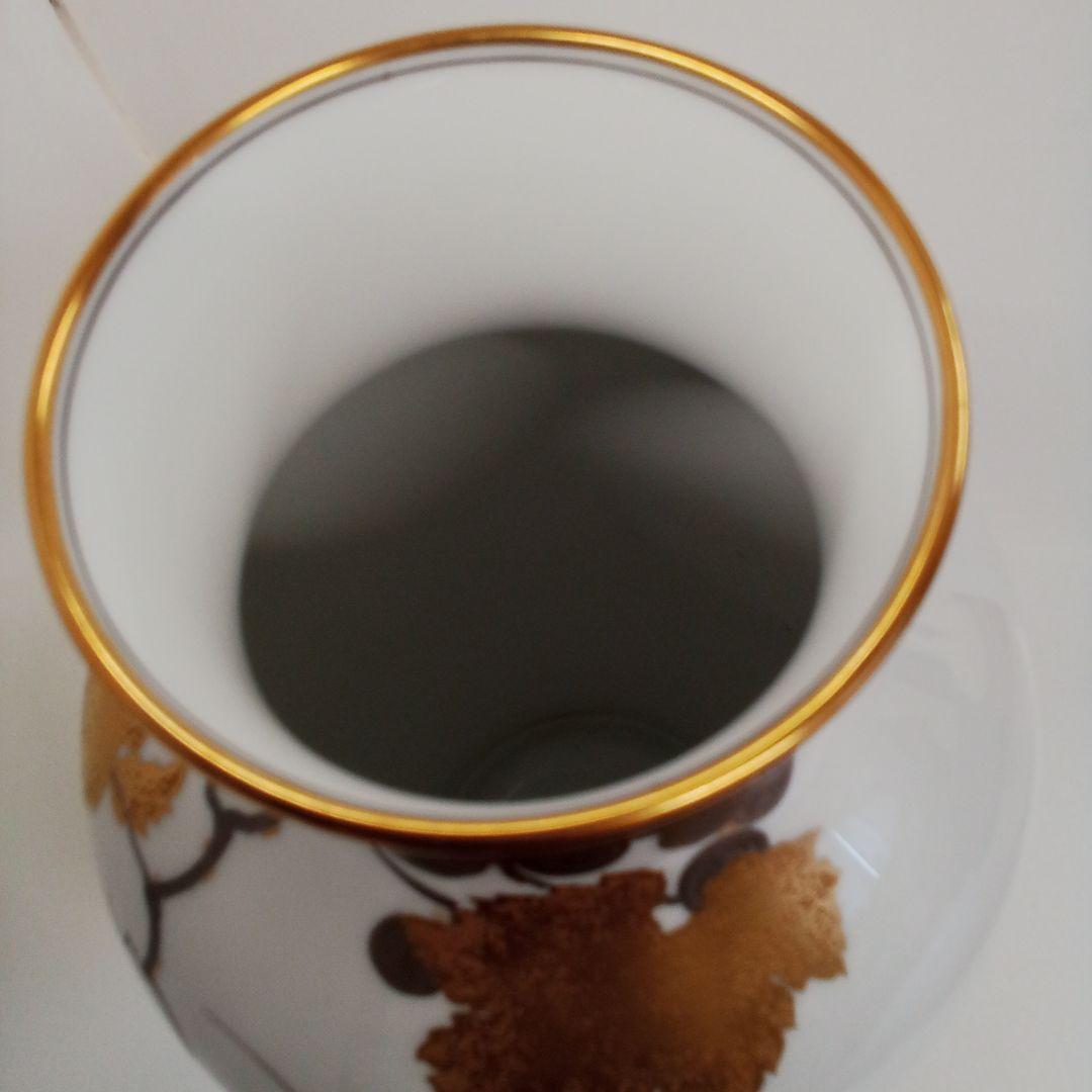 (キラ)　大倉陶園　花瓶 ぶどう模様 金色