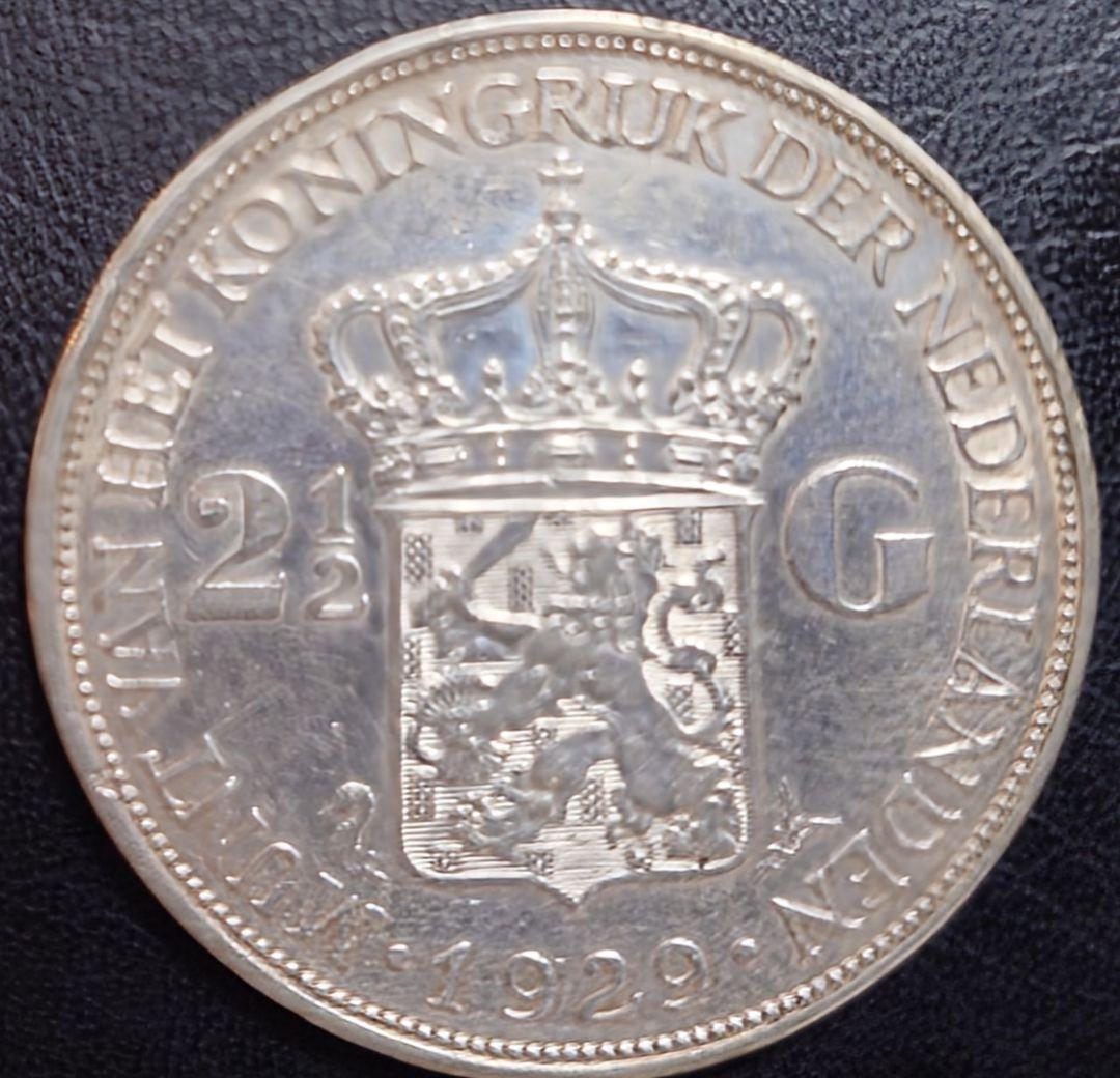 1929年 オランダ銀貨 2.5グルデン ウィルヘルミナ女王大型銀貨 SV720