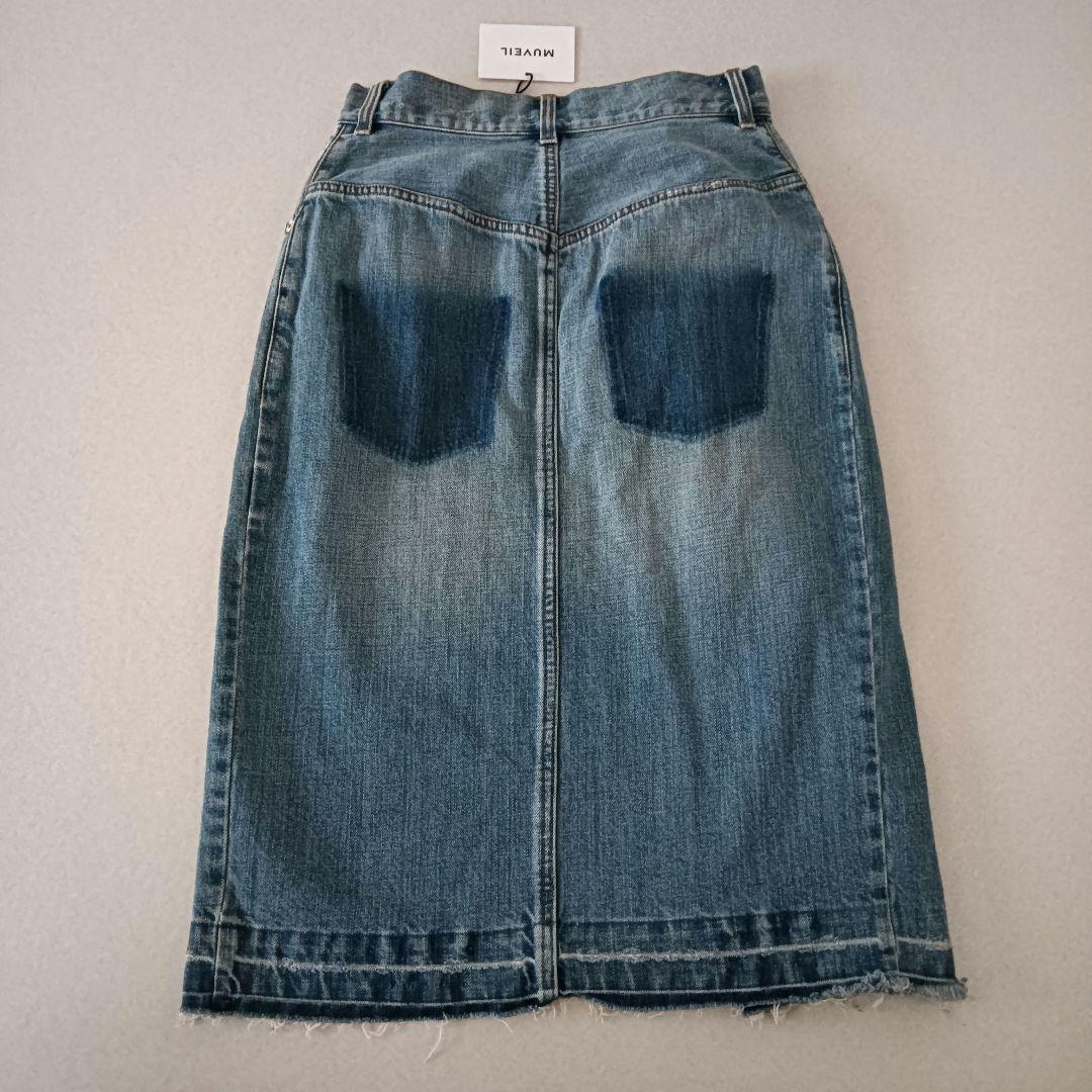 未使用タグ付き MUVEIL(ミュベール) 刺繍 蝶 デニムスカート定価3.7万