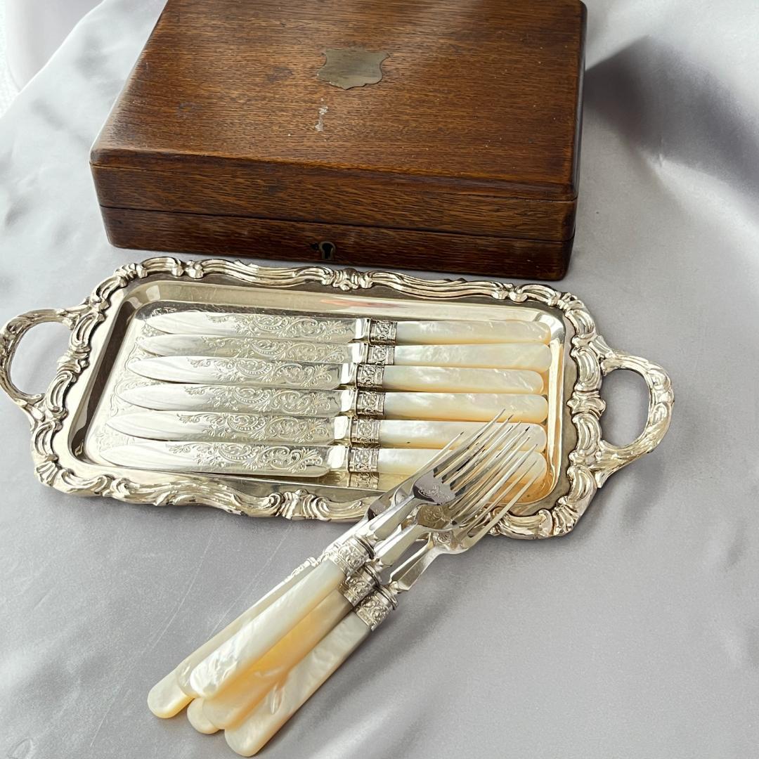 【Lee & Wigfull 】【白蝶貝 / 純銀継手】デザートセット