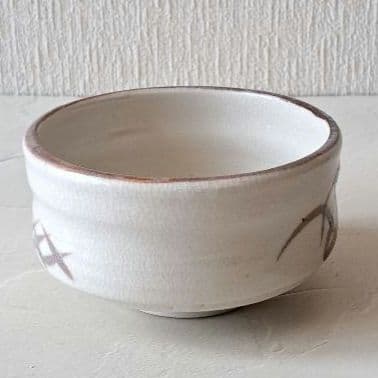 志野焼　銘あり 稲穂文 水指/茶碗/香合　絵志野　骨董品 古美術