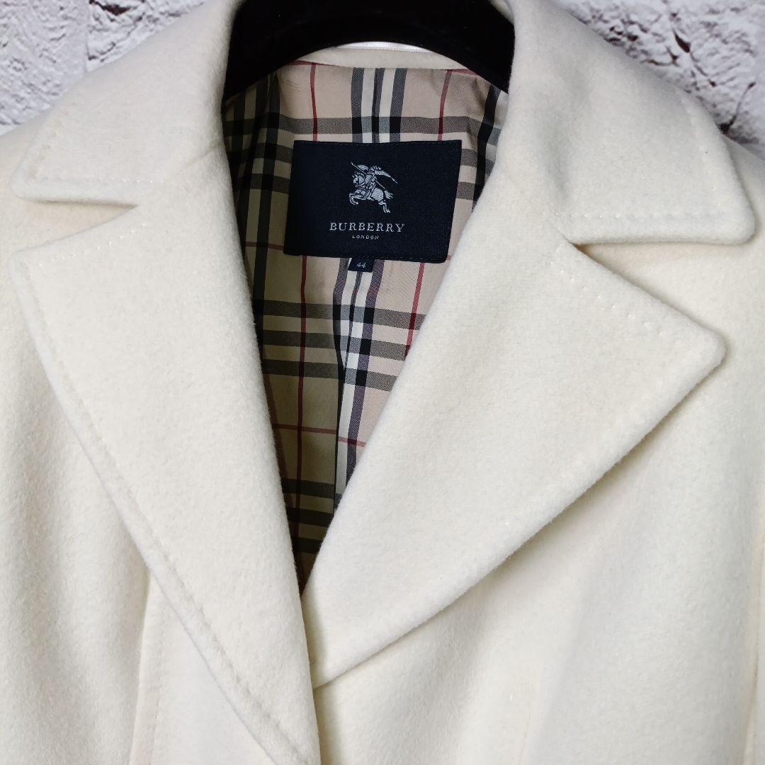 美品■BURBERRY LONDON アンゴラ混 ウールコート ホワイト