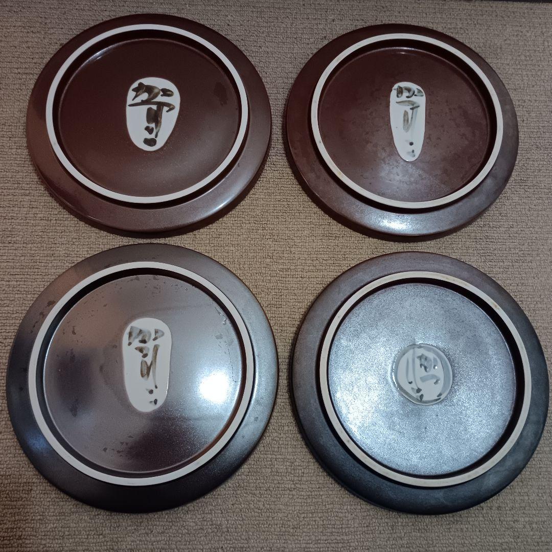 佐藤勝彦 陶器 絵皿 手描き皿 4枚セット 仏様 お地蔵様 顔 サイン 希少