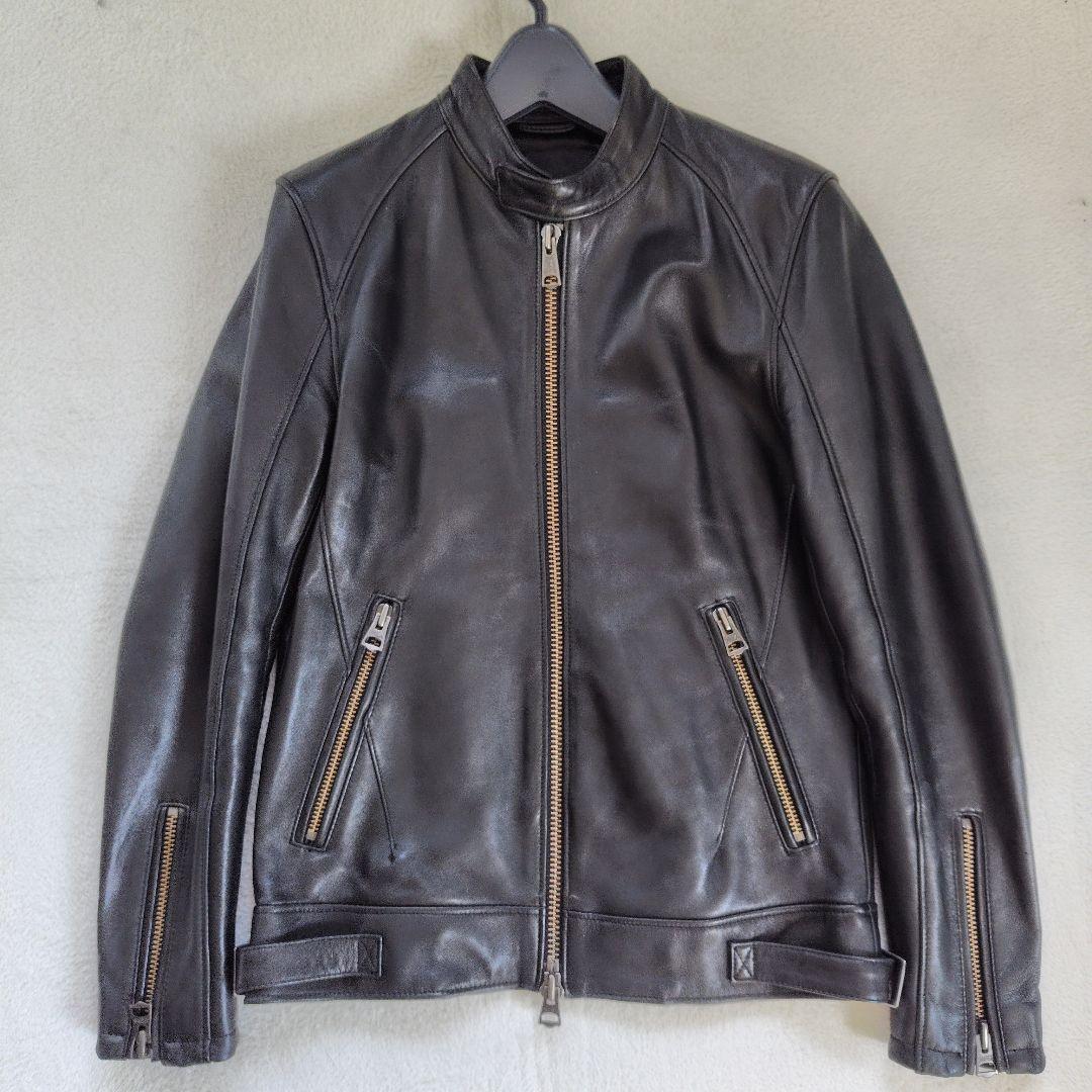極美品　ジャックローズ　ライダース　シングル　レザージャケット　ラム　羊革　黒
