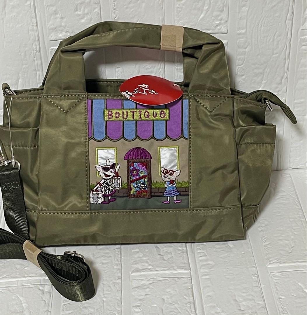 新品アルベロベロブタちゃん刺繍ブティック2wayショルダー・ハンドバッグ軽量