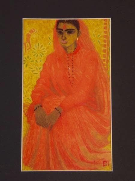 秋野不矩、【紅衣】、希少な額装用画集より、新品額装付、状態良好