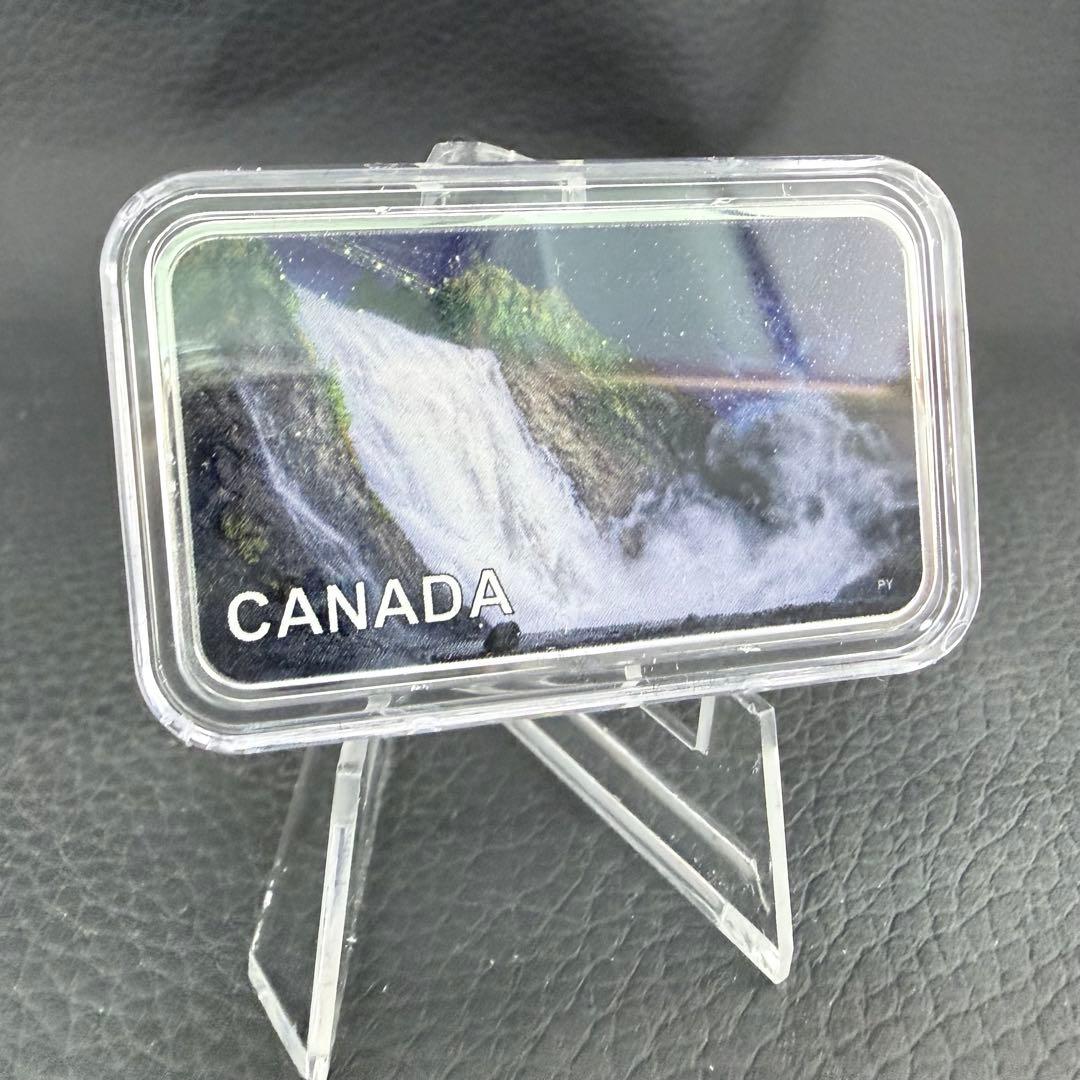 銀貨 二重絵柄埋込 カナダ 滝と幻想的な女性 カラー プルーフ 1オンス 純銀