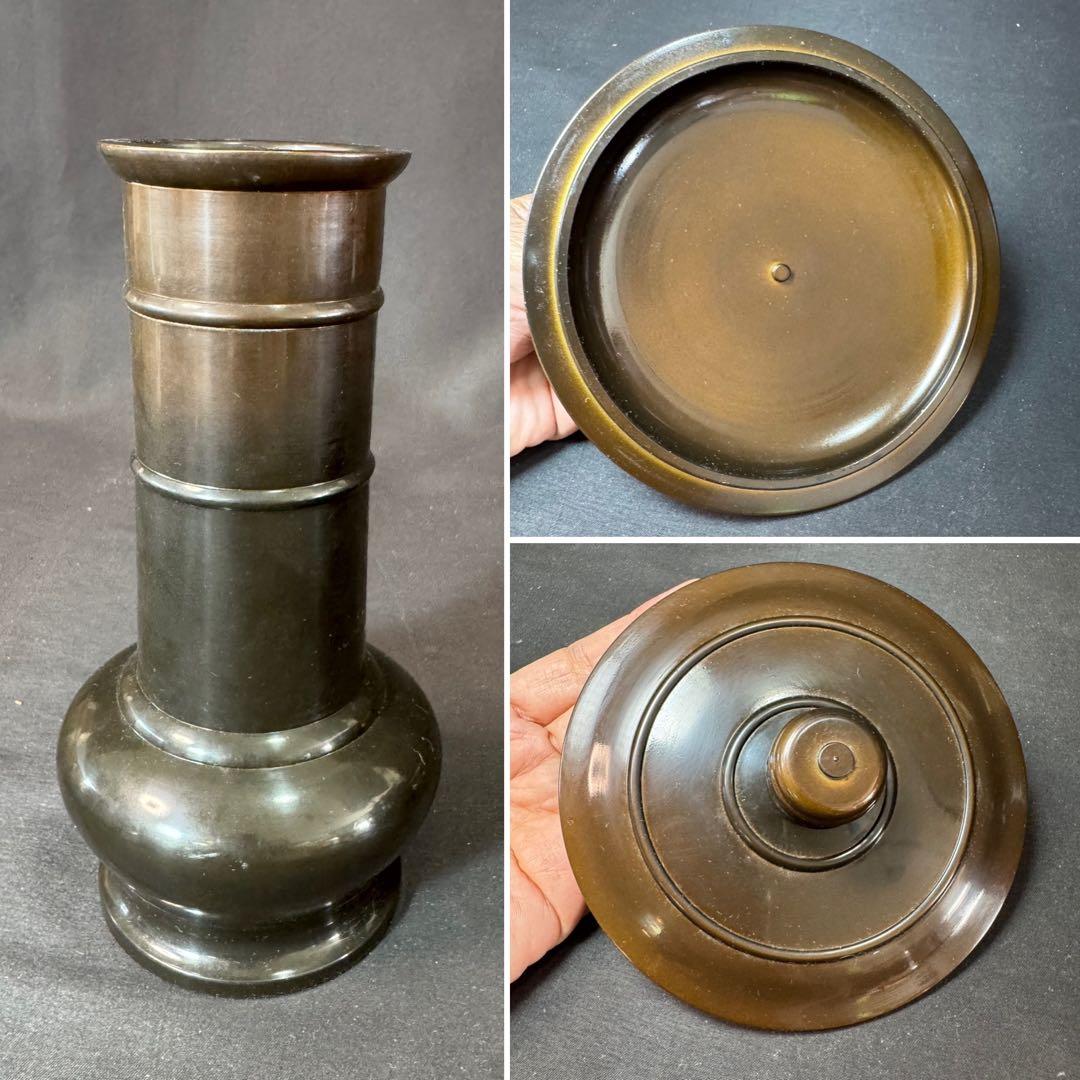 G21 送料無料　唐銅皆具　建水　尺立　水指　茶道具　蓋置 共箱　在銘