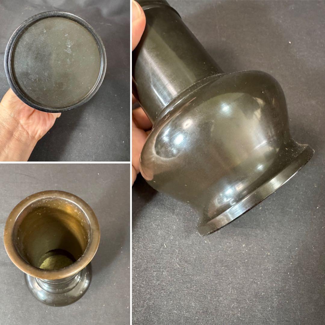 G21 送料無料　唐銅皆具　建水　尺立　水指　茶道具　蓋置 共箱　在銘