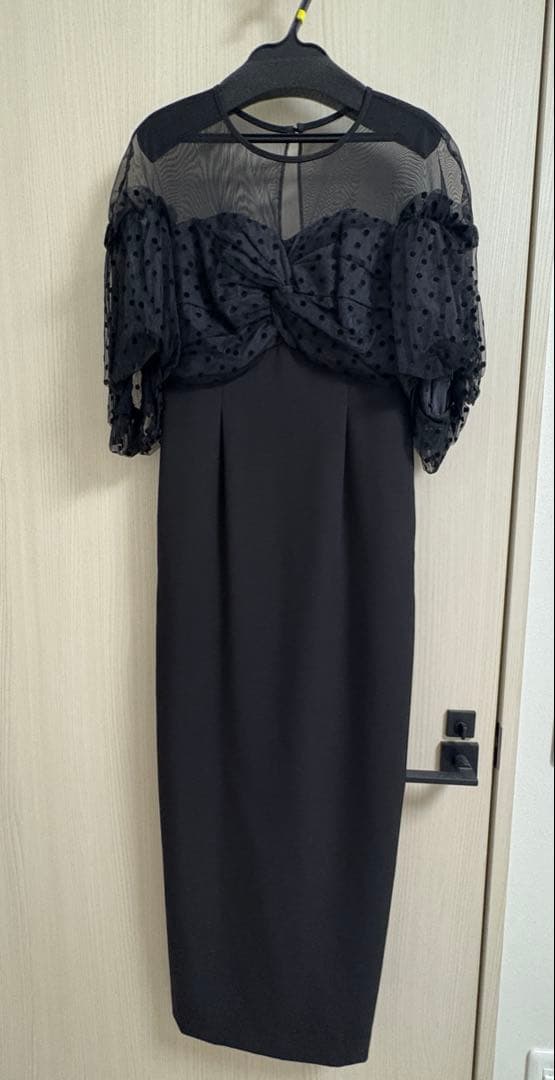 niana フロッキードットワンピース パーティードレス オケージョンドレス