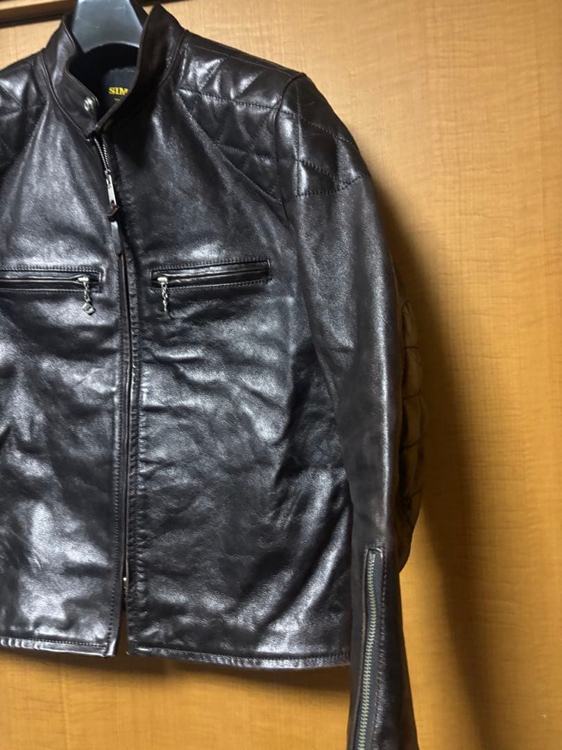 ホースレザー　SIMONS製 シモンズ　ライダース　茶芯　L タロンジップ　馬革