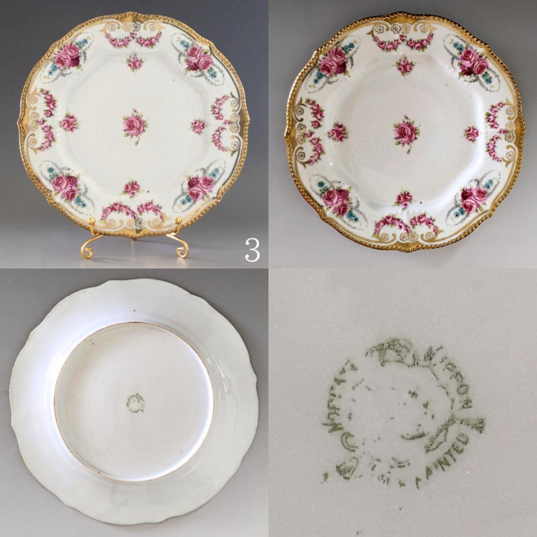 オールドノリタケ アールヌーボー様式 高級金盛上薔薇図紋６枚プレートセットその1