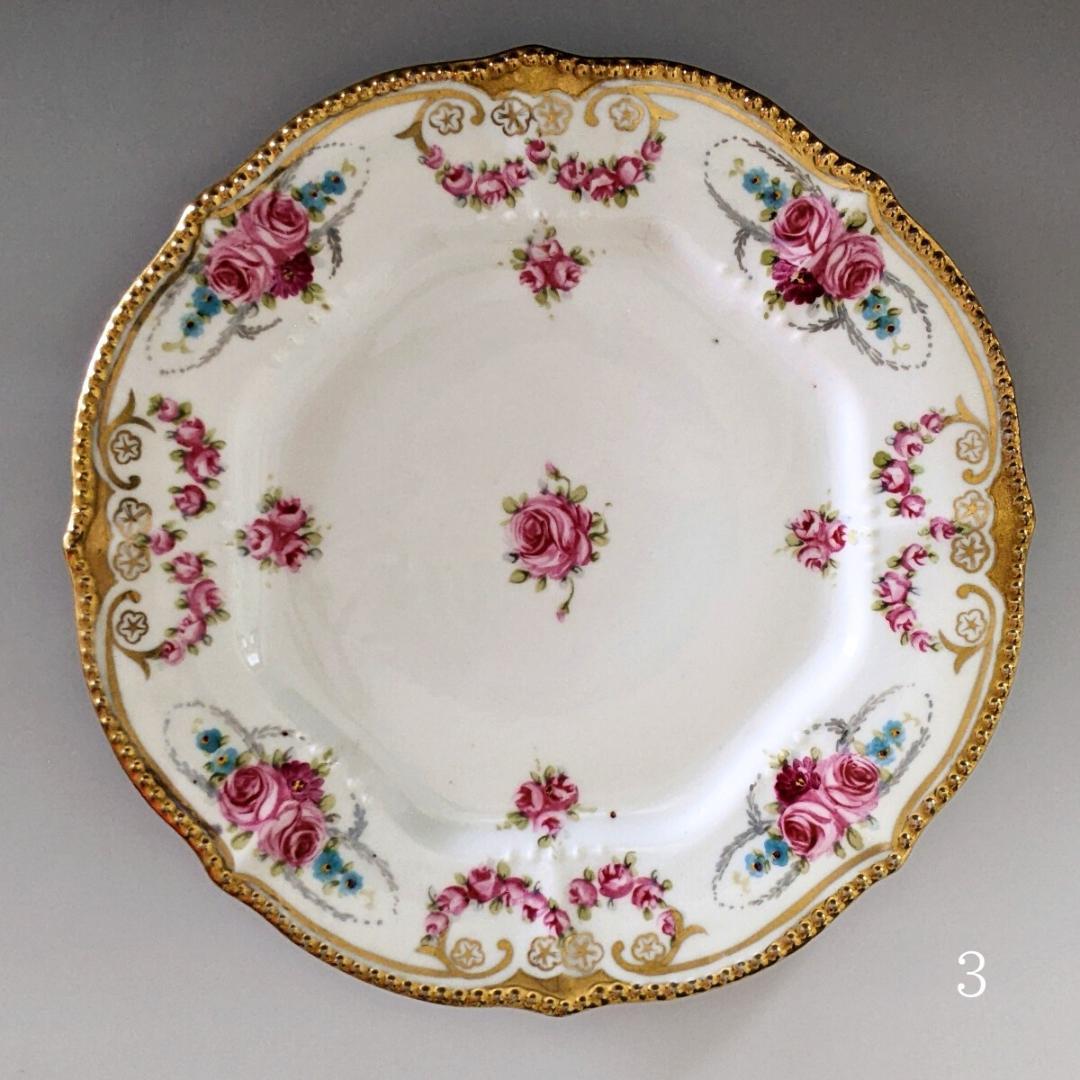 オールドノリタケ アールヌーボー様式 高級金盛上薔薇図紋６枚プレートセットその1