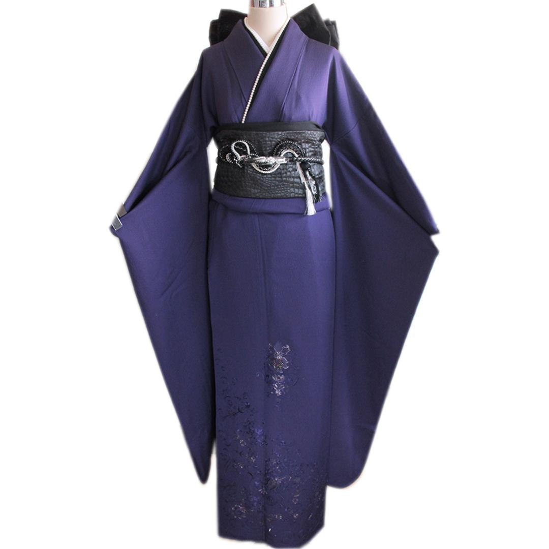 成人式振袖6点セット紫モード無地帯新品小物帯揚げ帯締め重ね衿フリルSP13